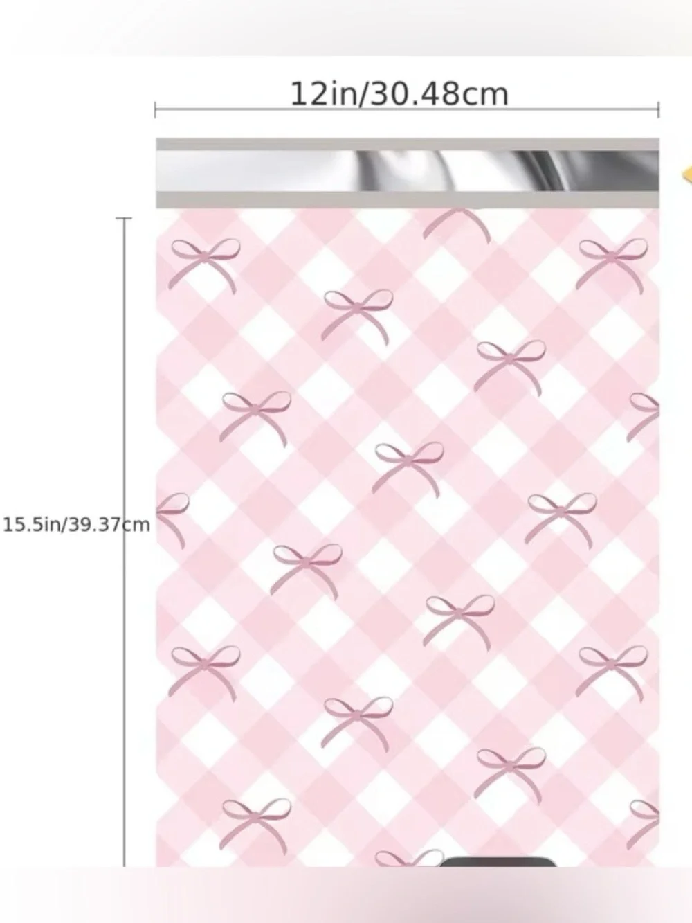 Lg Poly Mailers Pink Gingham & Bows with coordinating Thank you Cards & Stickers